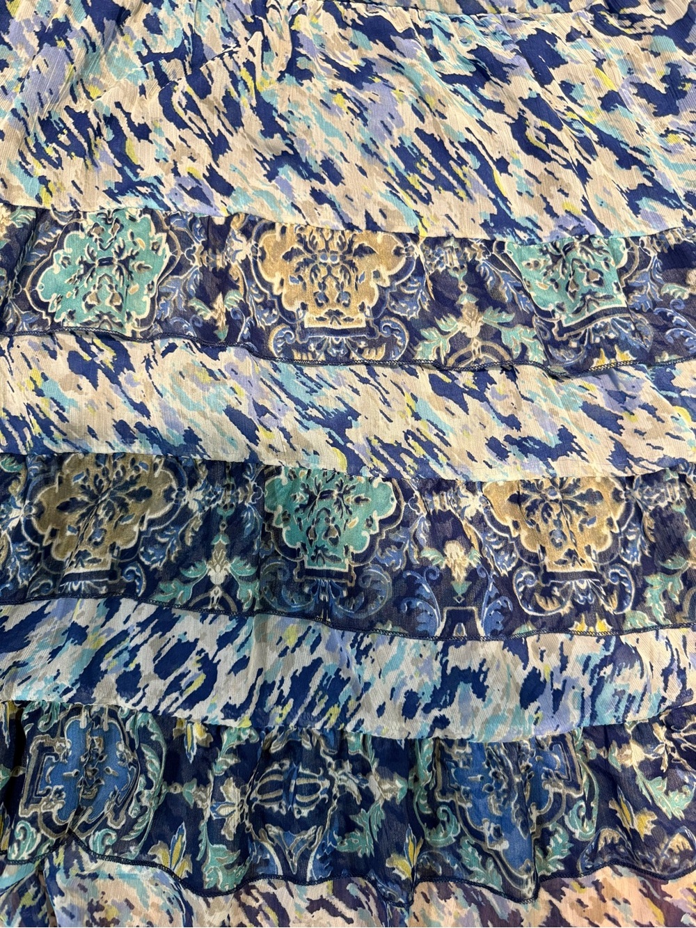 Papillon Blanc Blue & Teal Floral Tiered Midi Dress - Picture 4 of 7